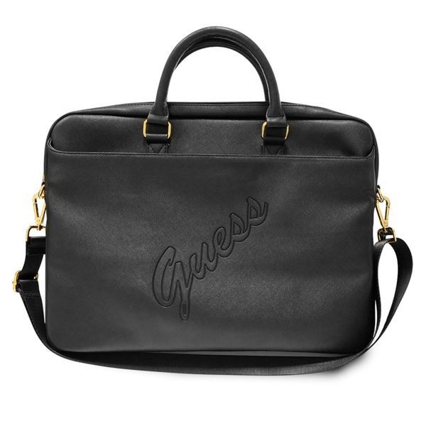 Guess PU Saffiano Script Computer Bag 15" - Black