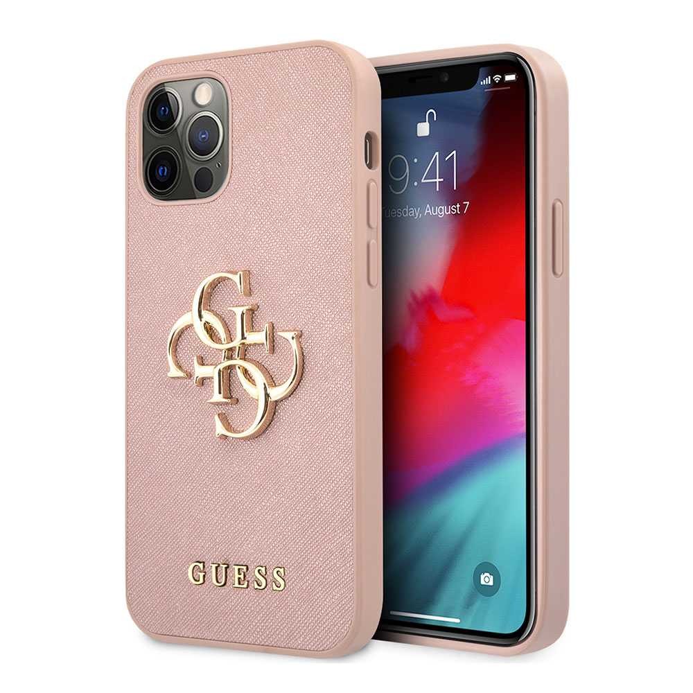 Guess PU Saffiano 4G Metal Hard Case for iPhone 12 Pro Max ( 6.7" ) - Pink