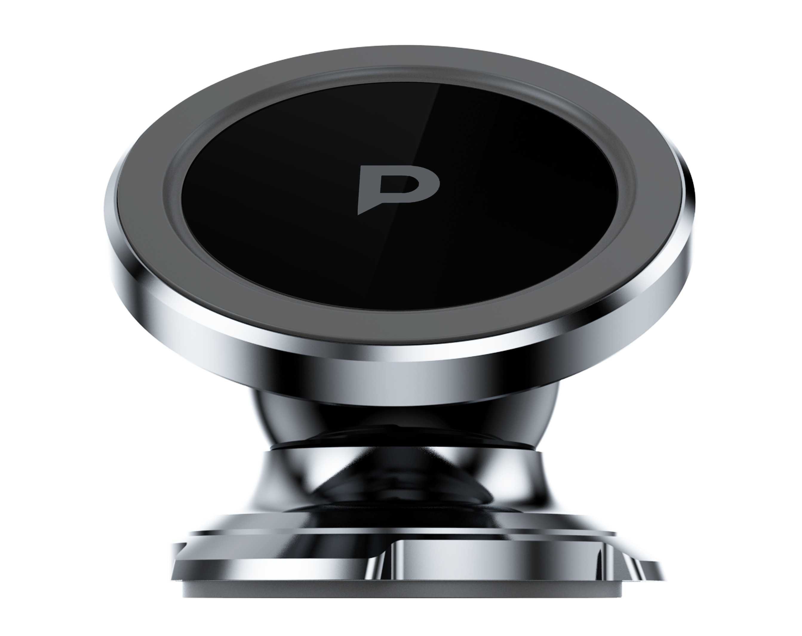 Powerology Heavy Duty Magnetic Car Mount 360 Rotatable with 3M Metal Plates - Silver