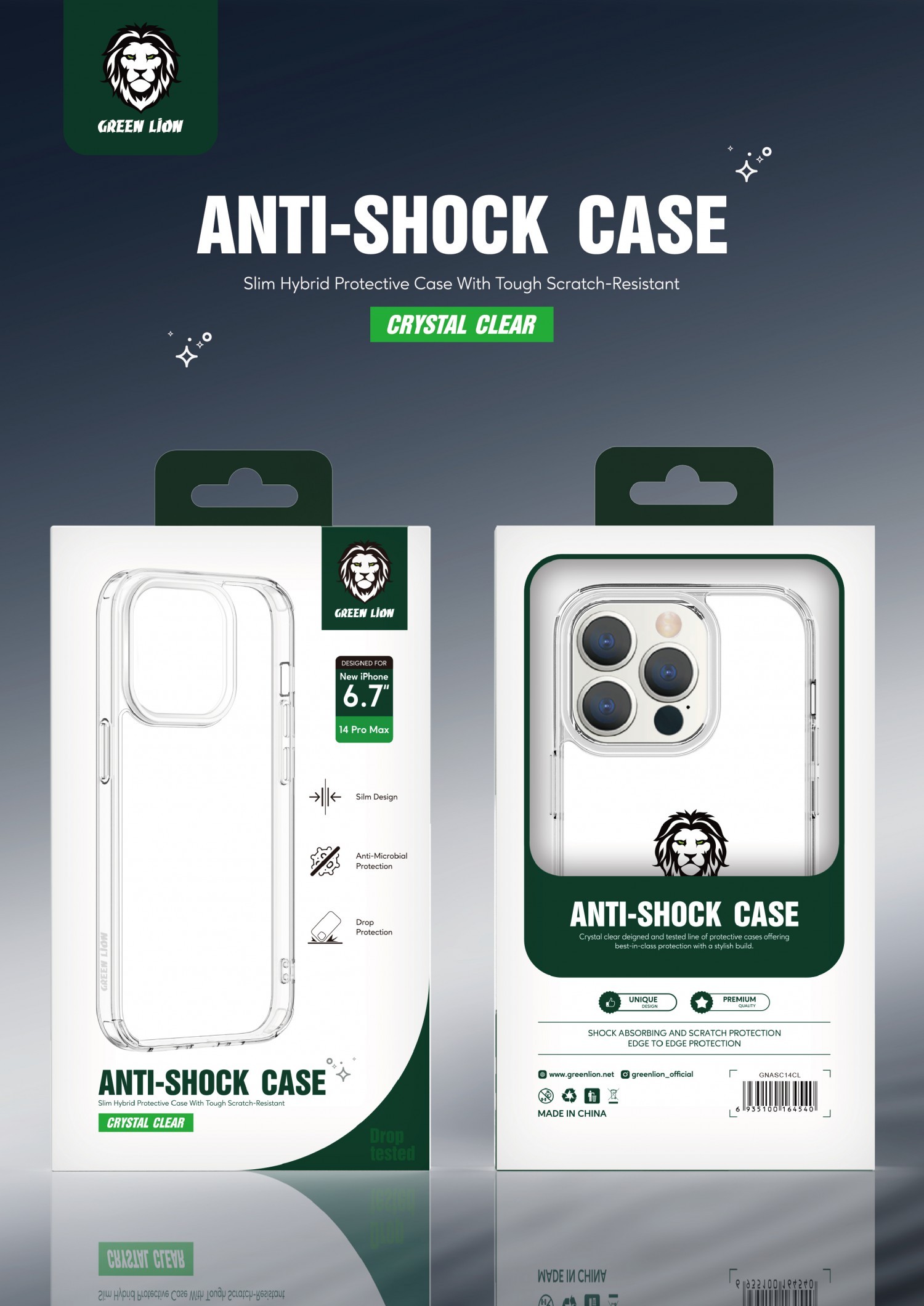 Green Anti-Shock Case for iPhone 14 ( 6.1" ) - Clear