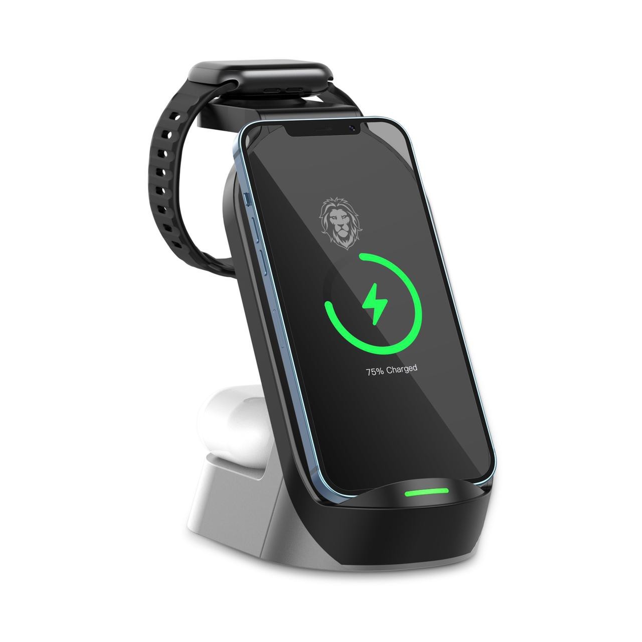 Green 4 in 1 Fast Wireless Charger 15W - Black