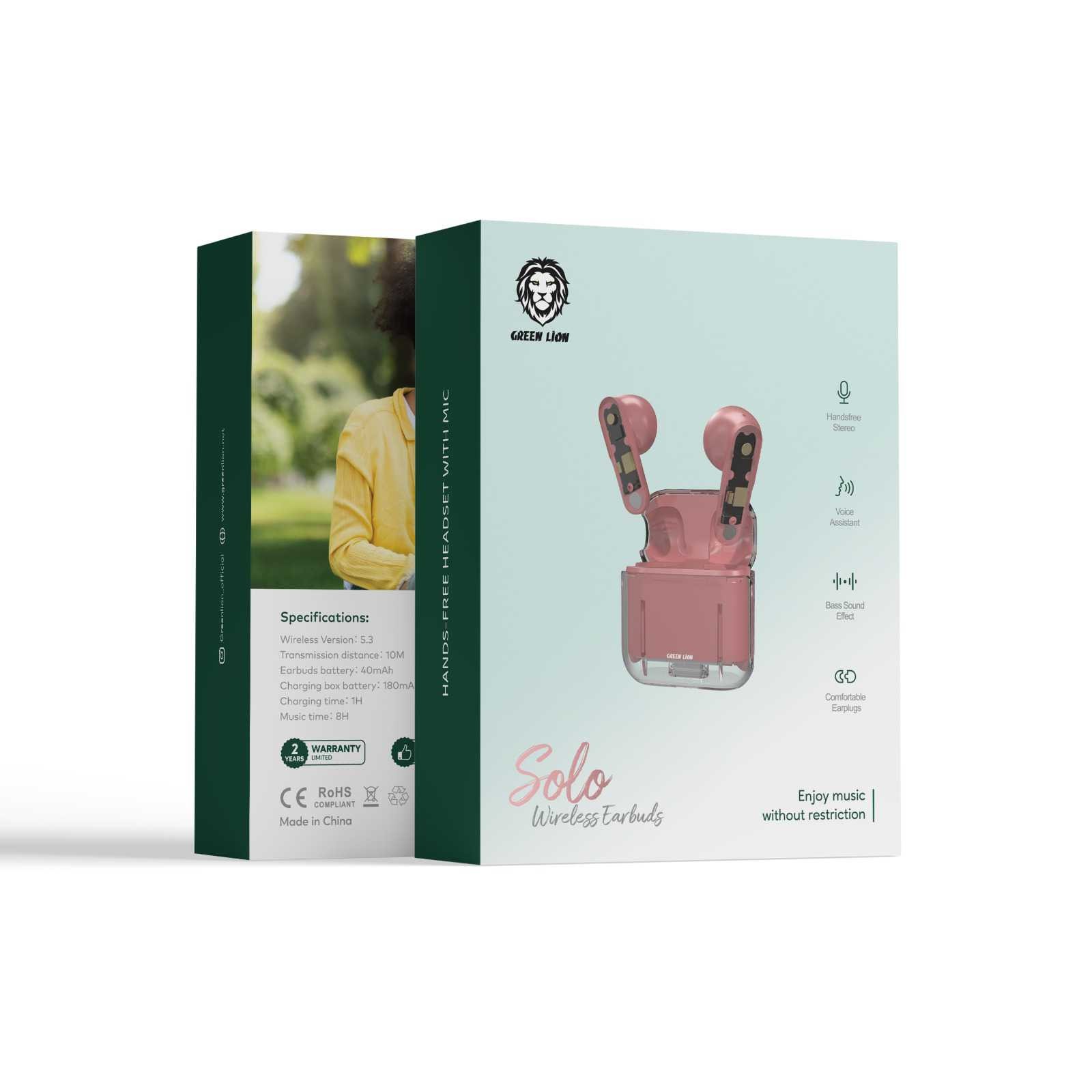 Green Lion Solo Wireless Earbuds - Pink