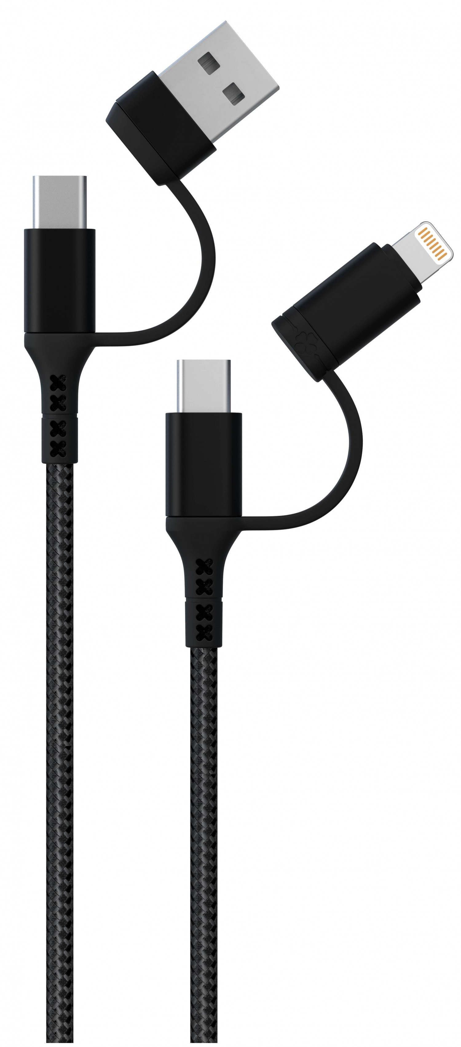  Green Braided 2 in 2 Fast Charging Cable 1.2M 3A - Black