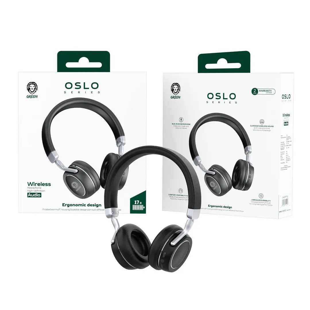 Green Oslo Series Wireless On-Ear Headphones - Black