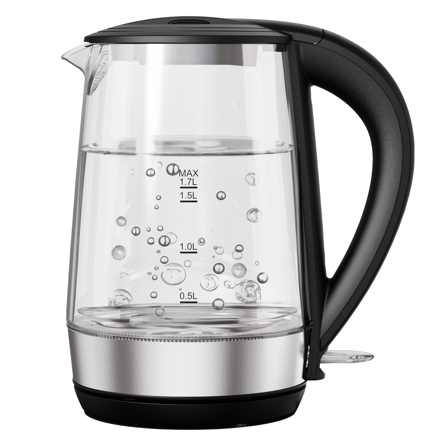 LePresso 360 Transparent Quick-Boil Glass Kettle 1.7L 2200W - Black