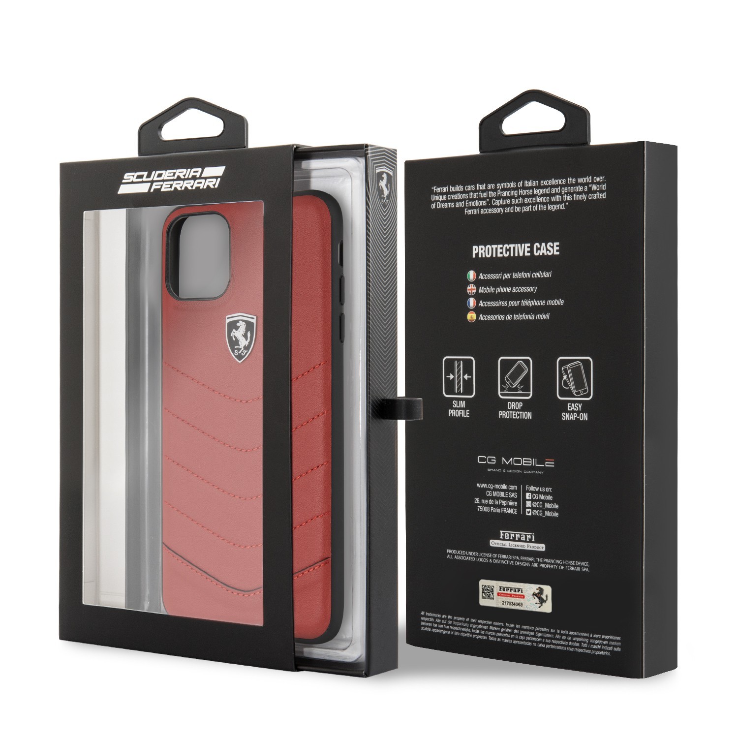 Ferrari Heritage Quilted Leather Hard Case iPhone 11 Pro Max - Red