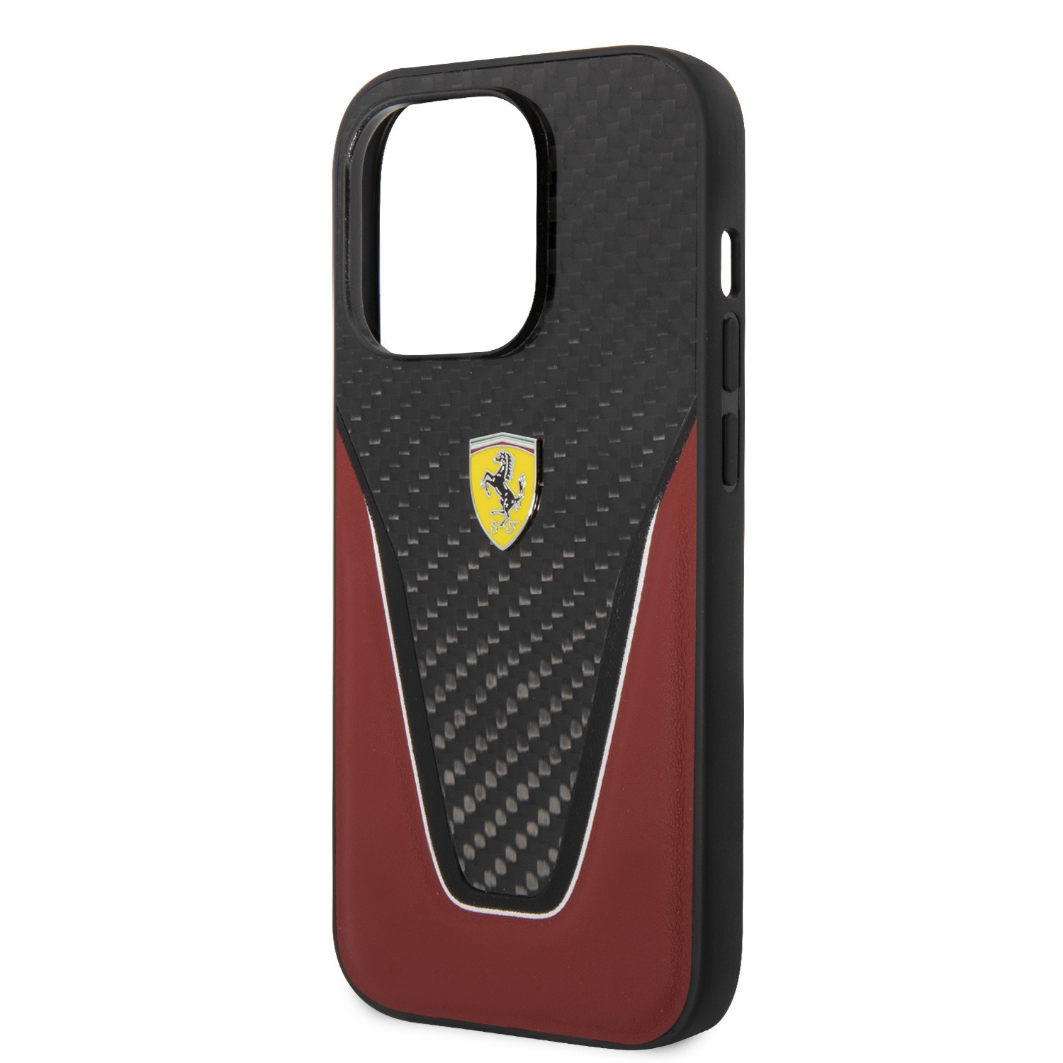 Ferrari Carbon & Leather Aperta Hard Case for iPhone 14 Pro - Red