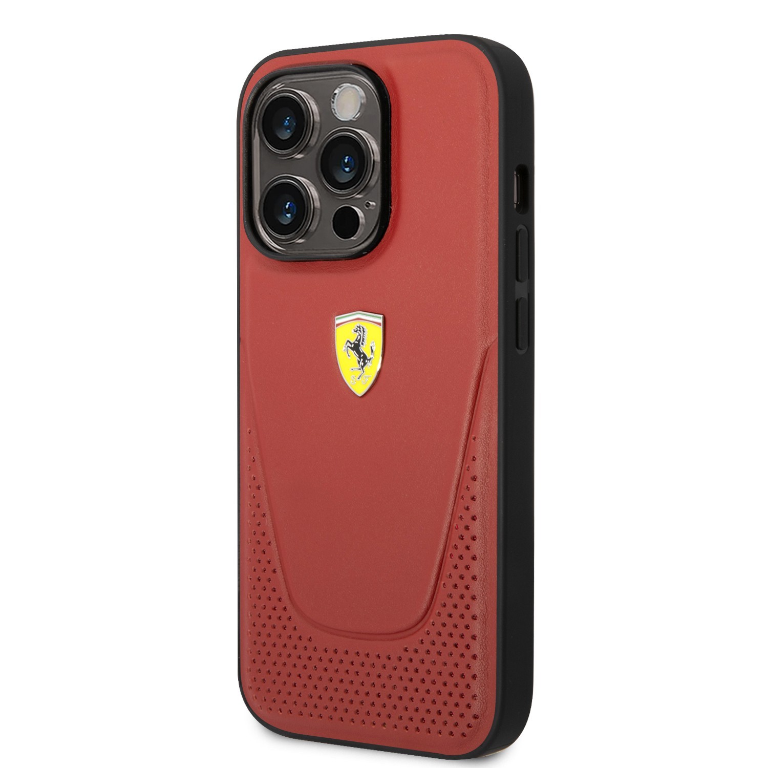 Ferrari Leather Vici Perforated Hard Case for iPhone 14 Pro