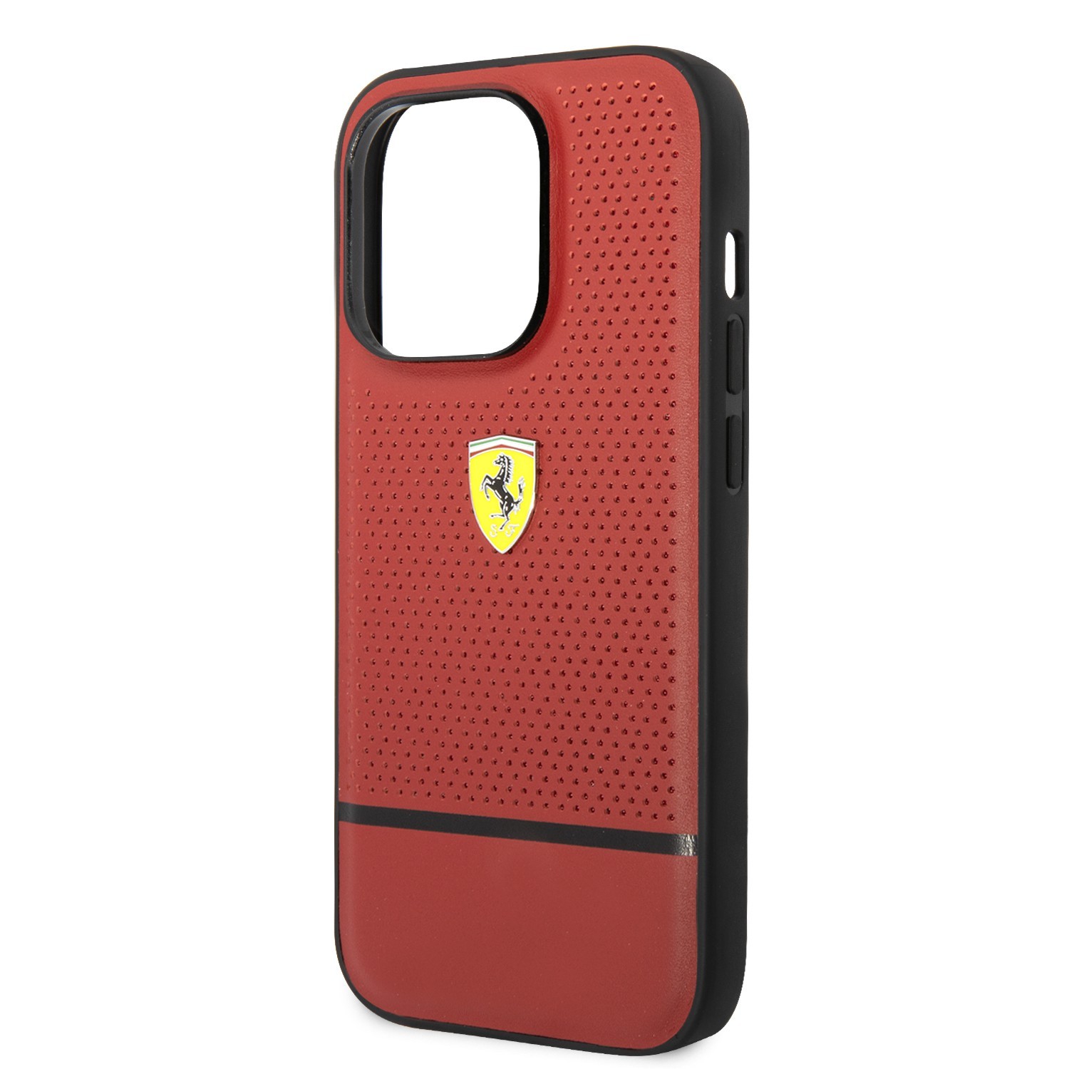 Ferrari Leather Perforated & Line Hard Case for iPhone 14 Pro