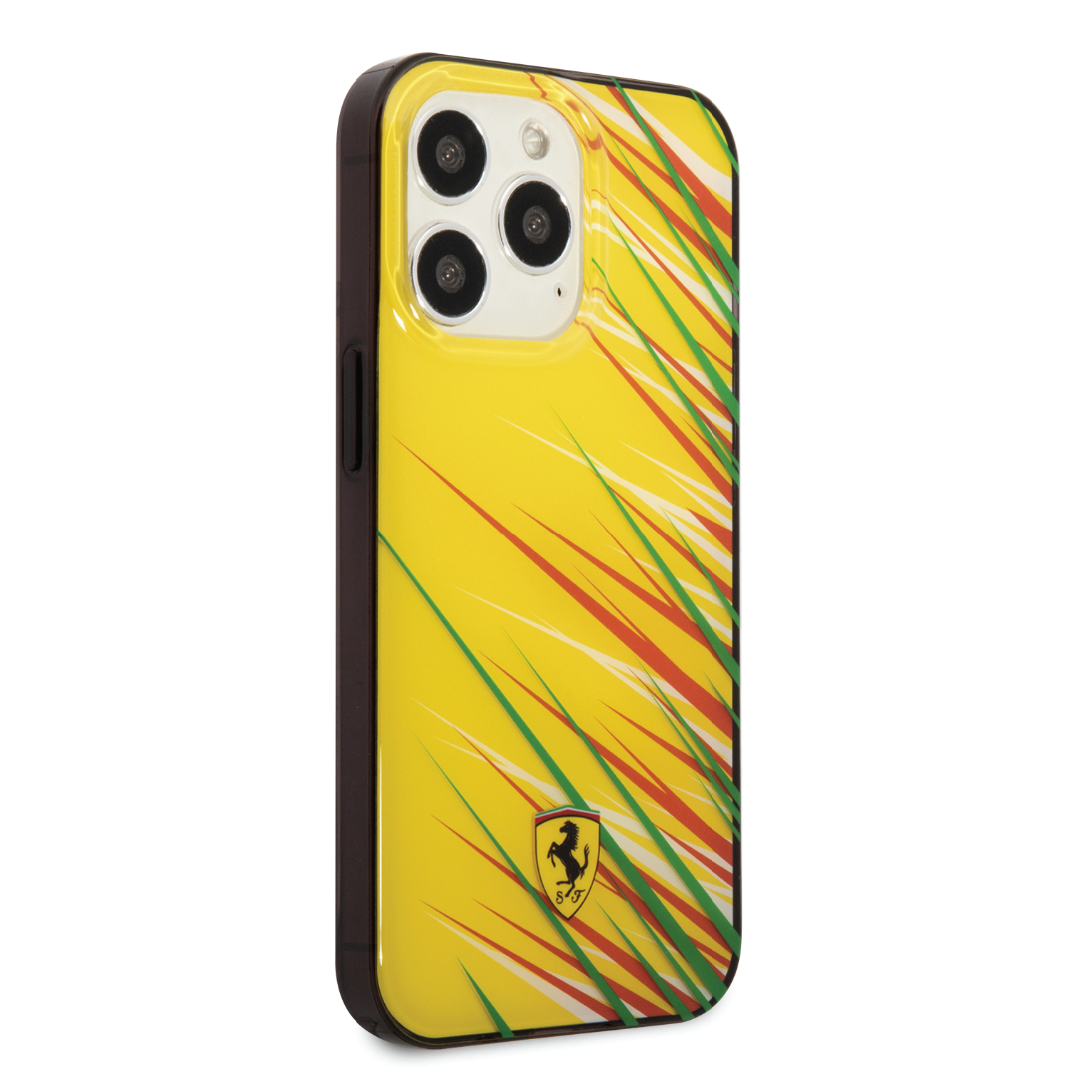 Ferrari PC/TPU Case With Double Layer Glass Print For iPhone 14 Pro Max - Yellow