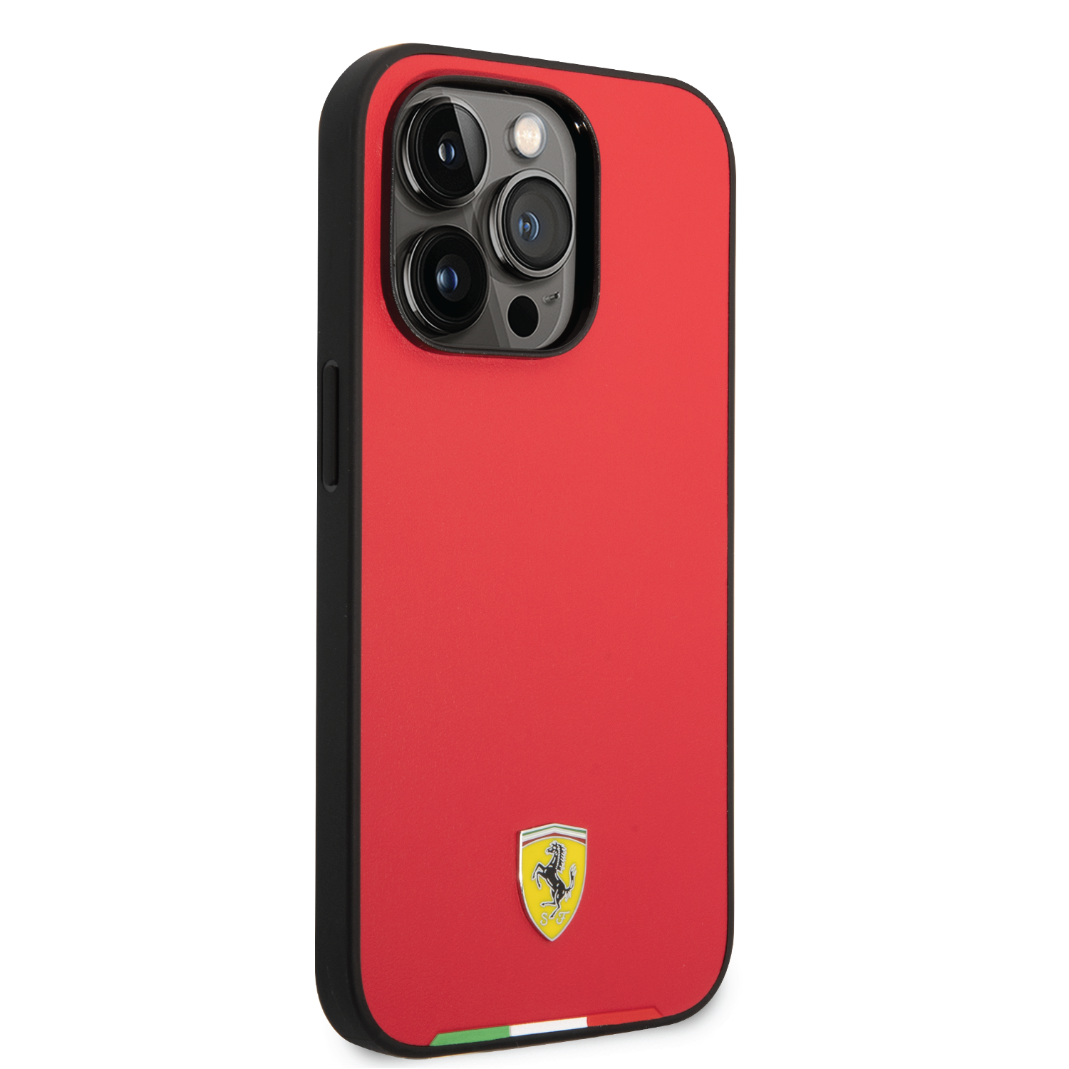 Ferrari HC PU Case With Italian Flag Line For iPhone 14 Pro Max - Red