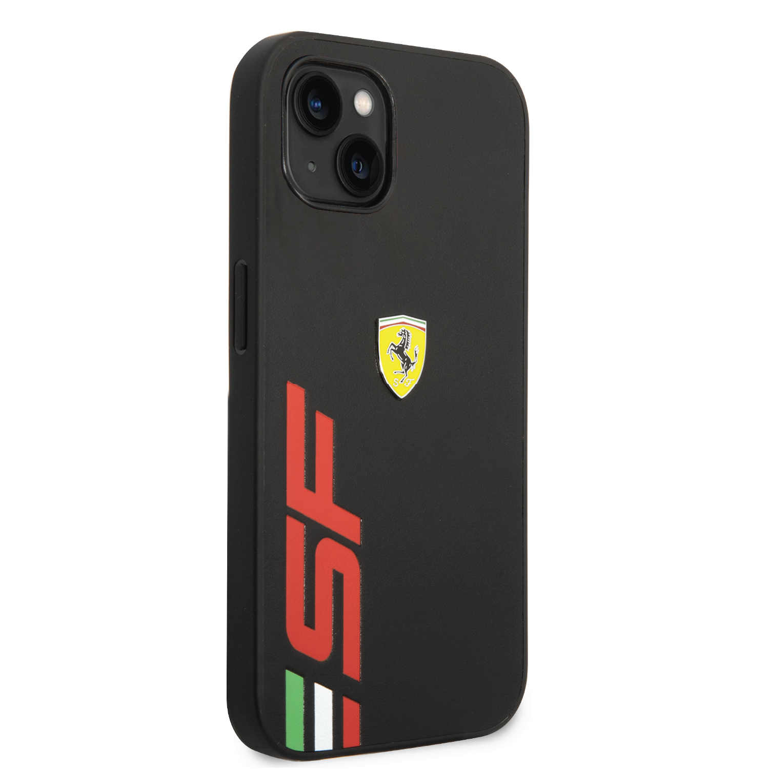 Ferrari PU Leather Case With Printed Big SF Logo For iPhone 14 - Black