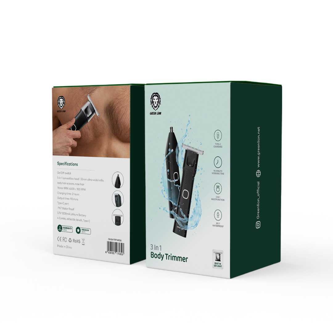 Green Lion 3 in 1 Body Trimmer 1200mAh - Black