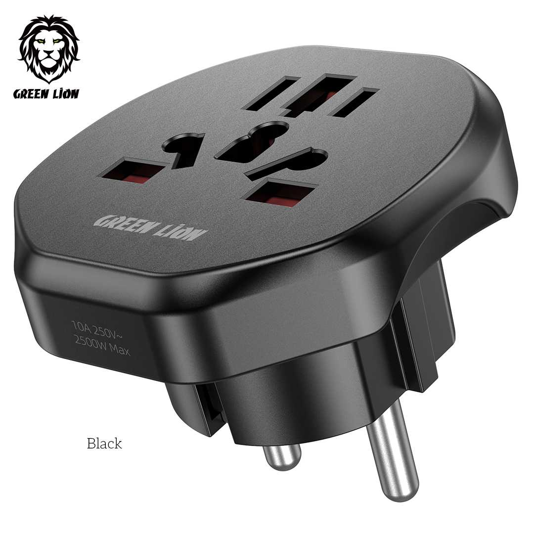 Green Lion Universal Convertion EU Plug - Black