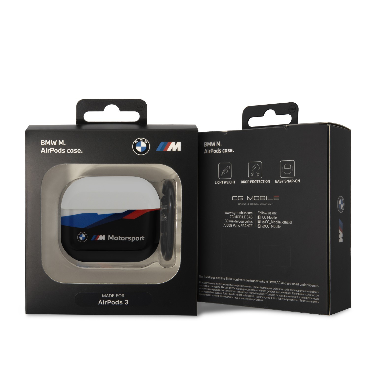 BMW Motorsport TPU Case With Transparent Lid For Airpods 3 - Black