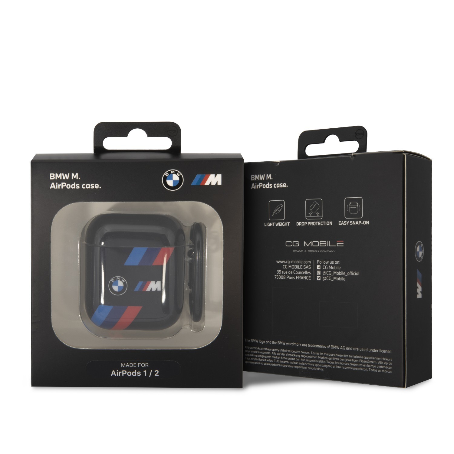 BMW Motorsport TPU Case With Tricolor Stripes For Airpods 1/2 - Black