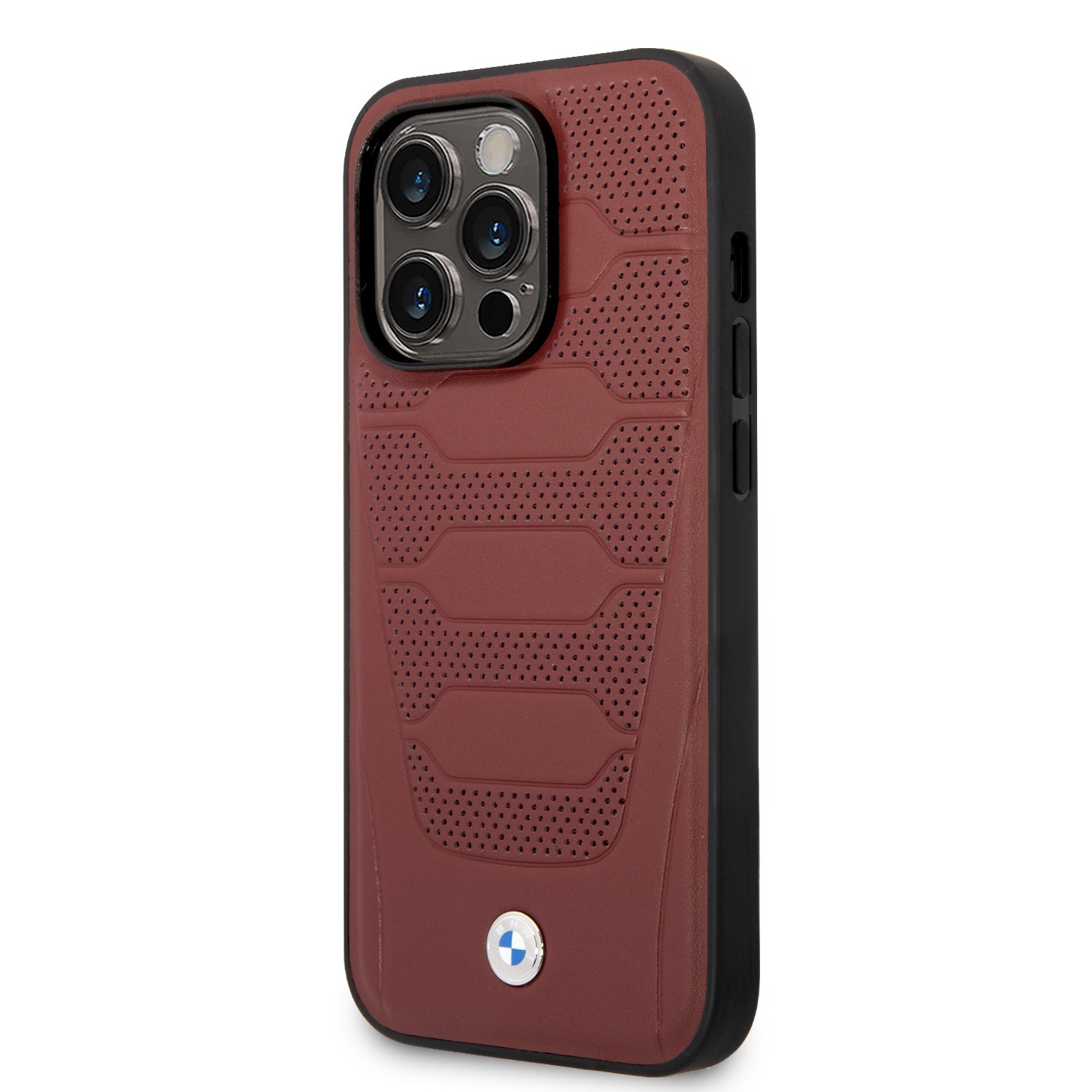 BMW Magsafe Signature Collection Genuine Leather Case With Perforated Seats Design For iPhone 14 Pro - Burgundy