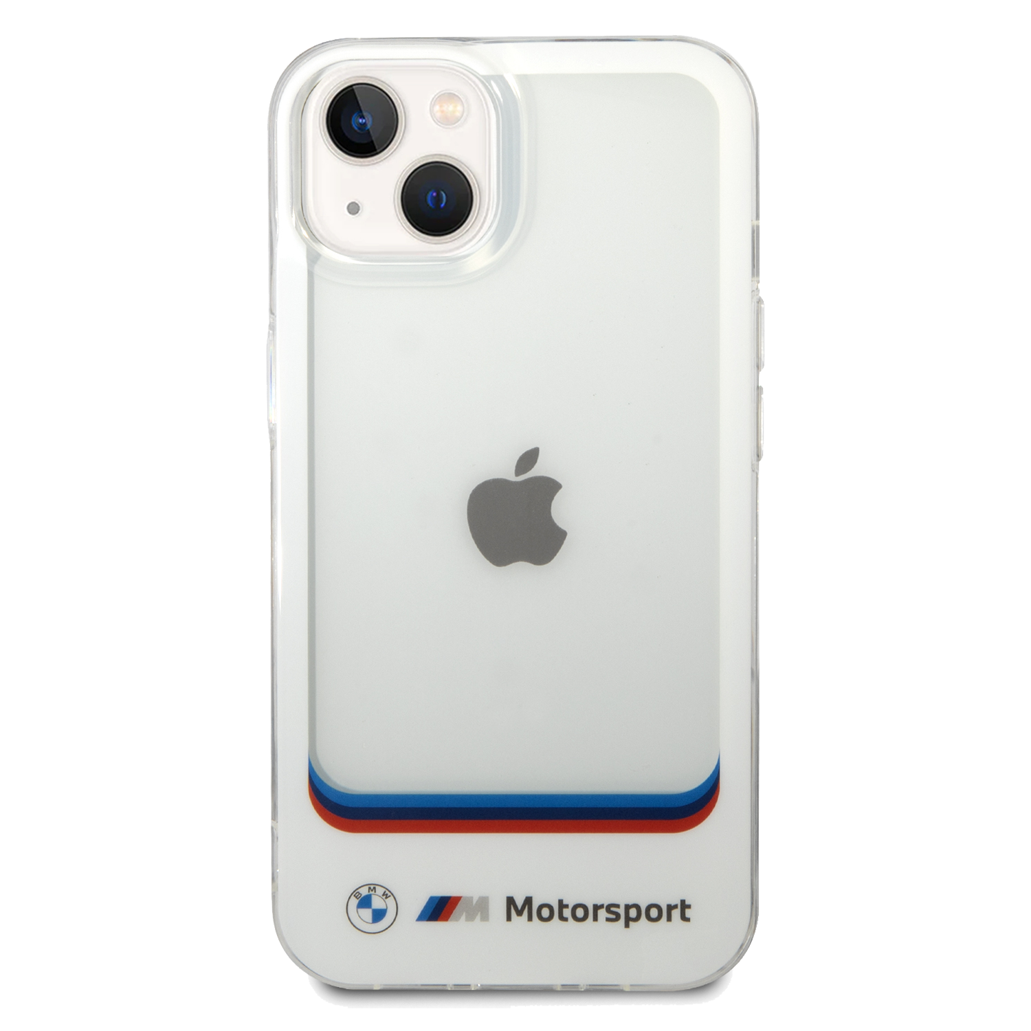 BMW Motorsport Collection PC/TPU IML Case Big Square Transparent Area And Printed Bottom Logo For iPhone 14 - White