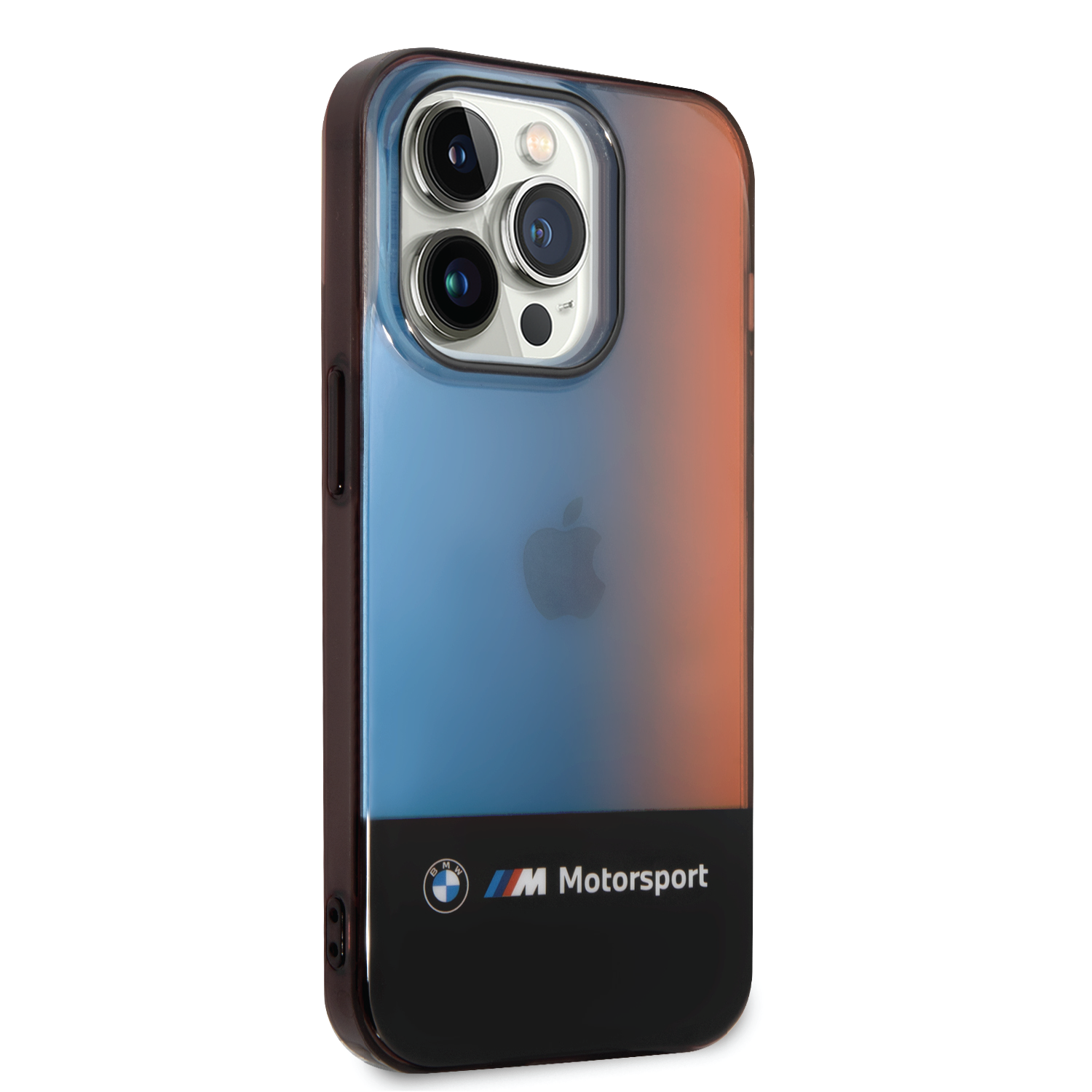 BMW Motorsport Collection PC/TPU IML Case With Printed Middle Tricolor Fading Stripe For iPhone 14 Pro - Black