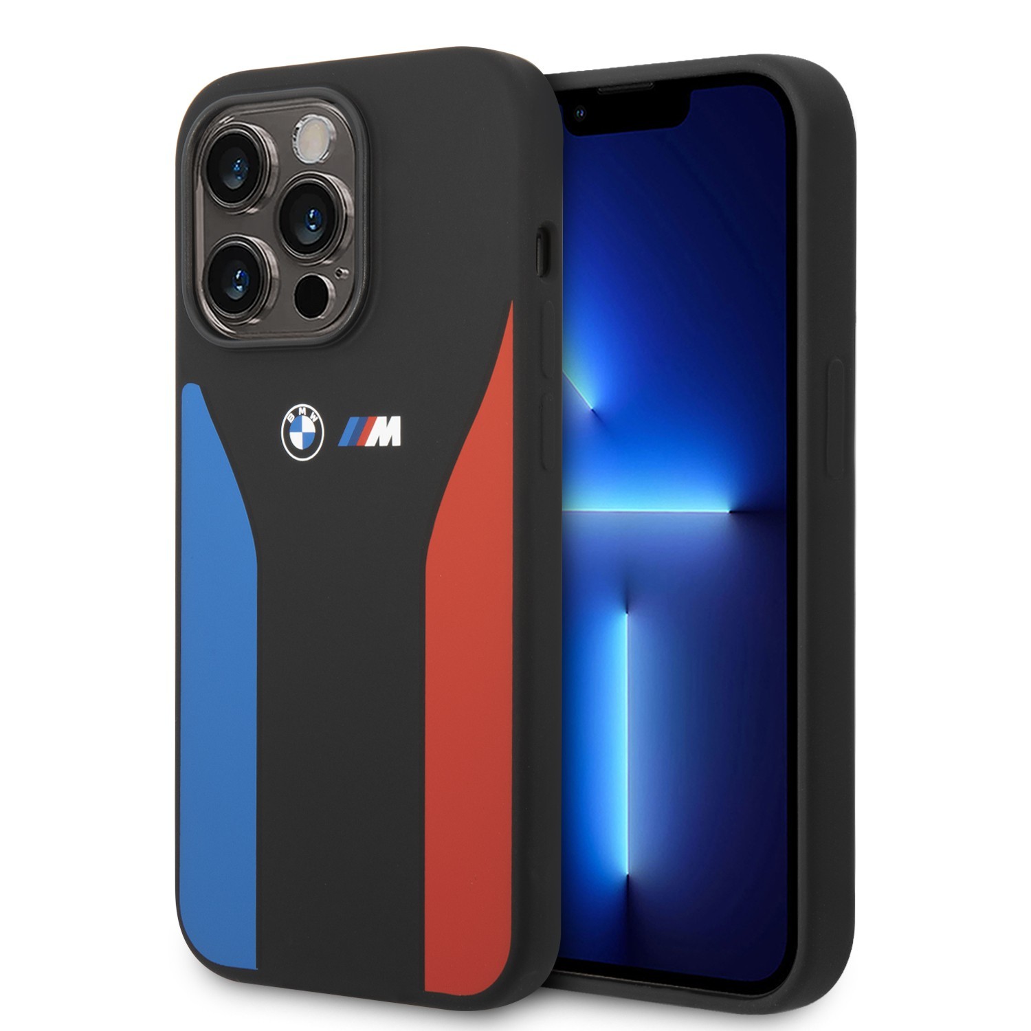  BMW M Collection Liquid Silicone Case With Tricolor Print & Logo  For iPhone 14 Pro