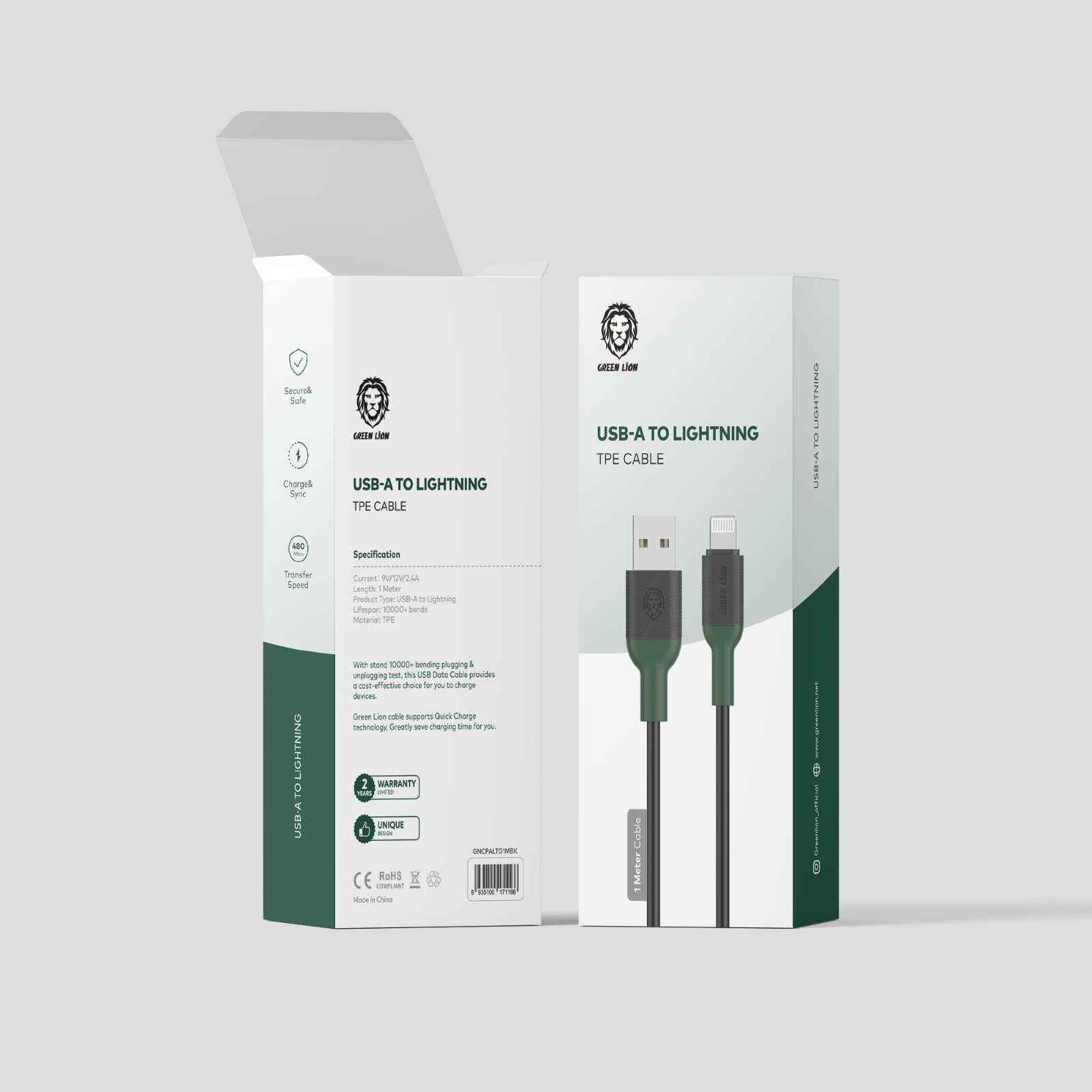 Green Lion USB-A to Lightning TPE Cable 3M - Black