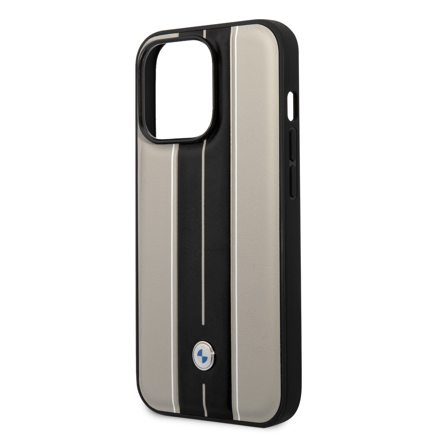 BMW Signature Collection Genuine Leather Case With Hot Stamp Lines For iPhone 14 - Beige