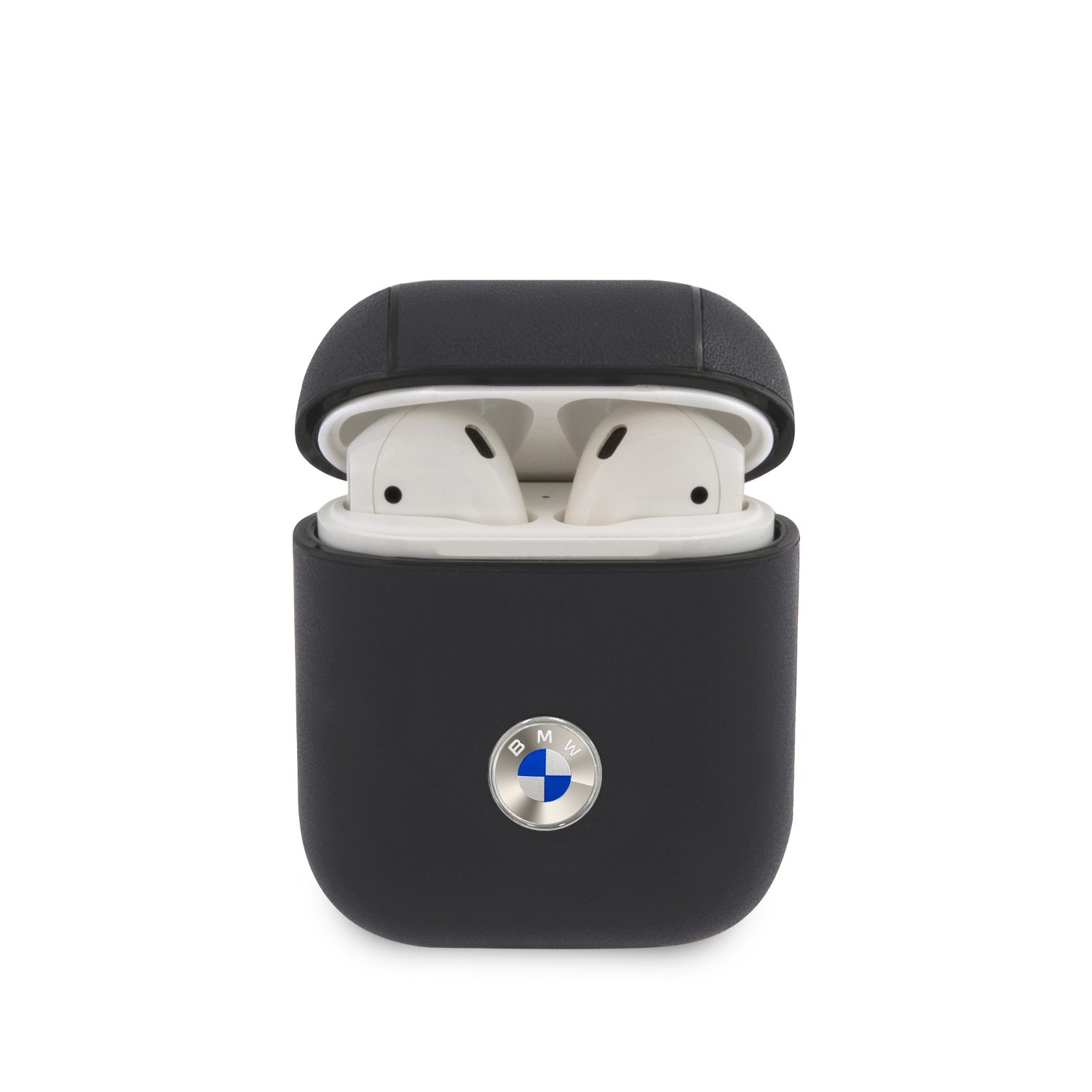 BMW Signature Collection PC Genuine Leather Case with Metal Logo Silver for Airpods 1/2