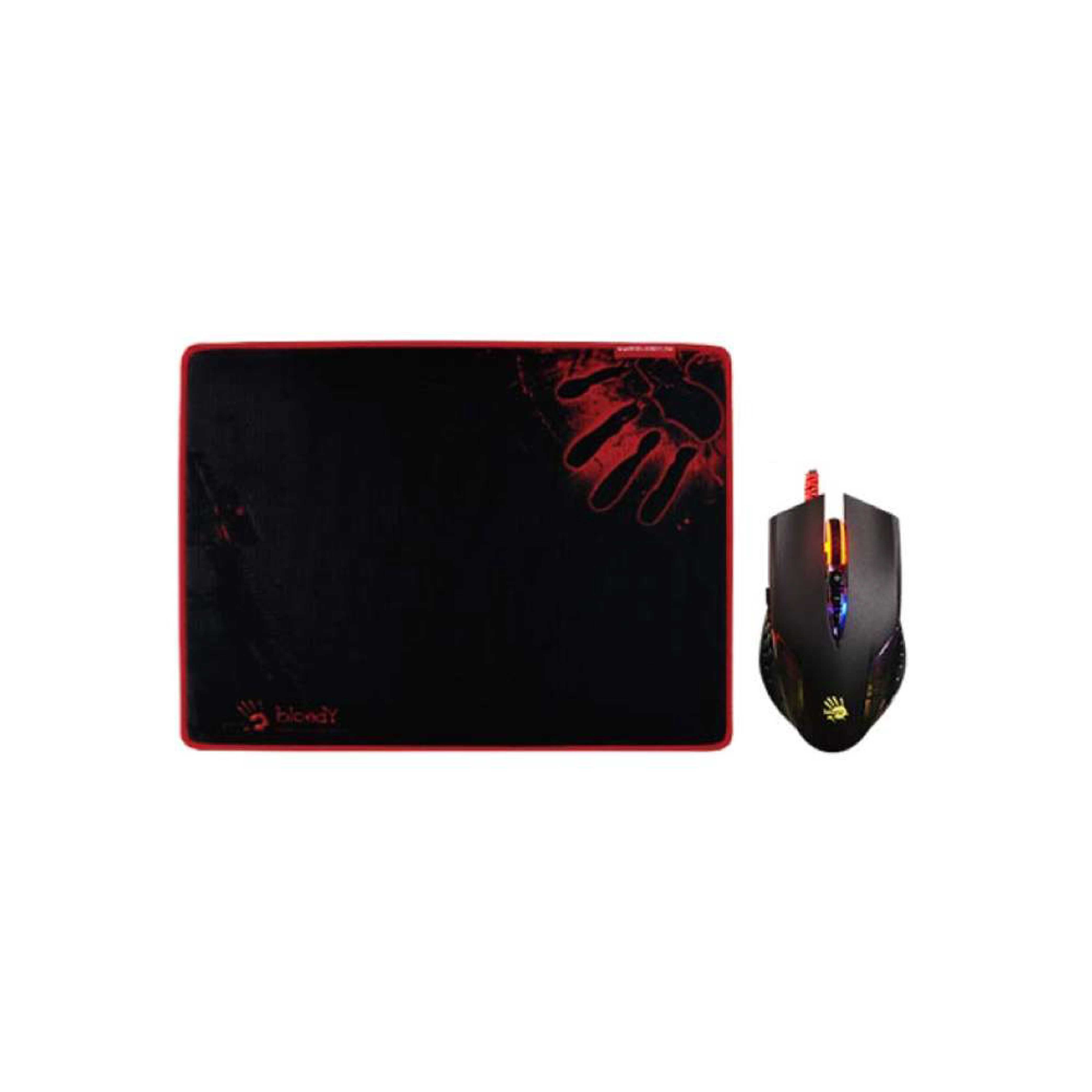 Bloody Neon X`Glide Gaming Mouse and Mouse Pad Bundle - Black/Red