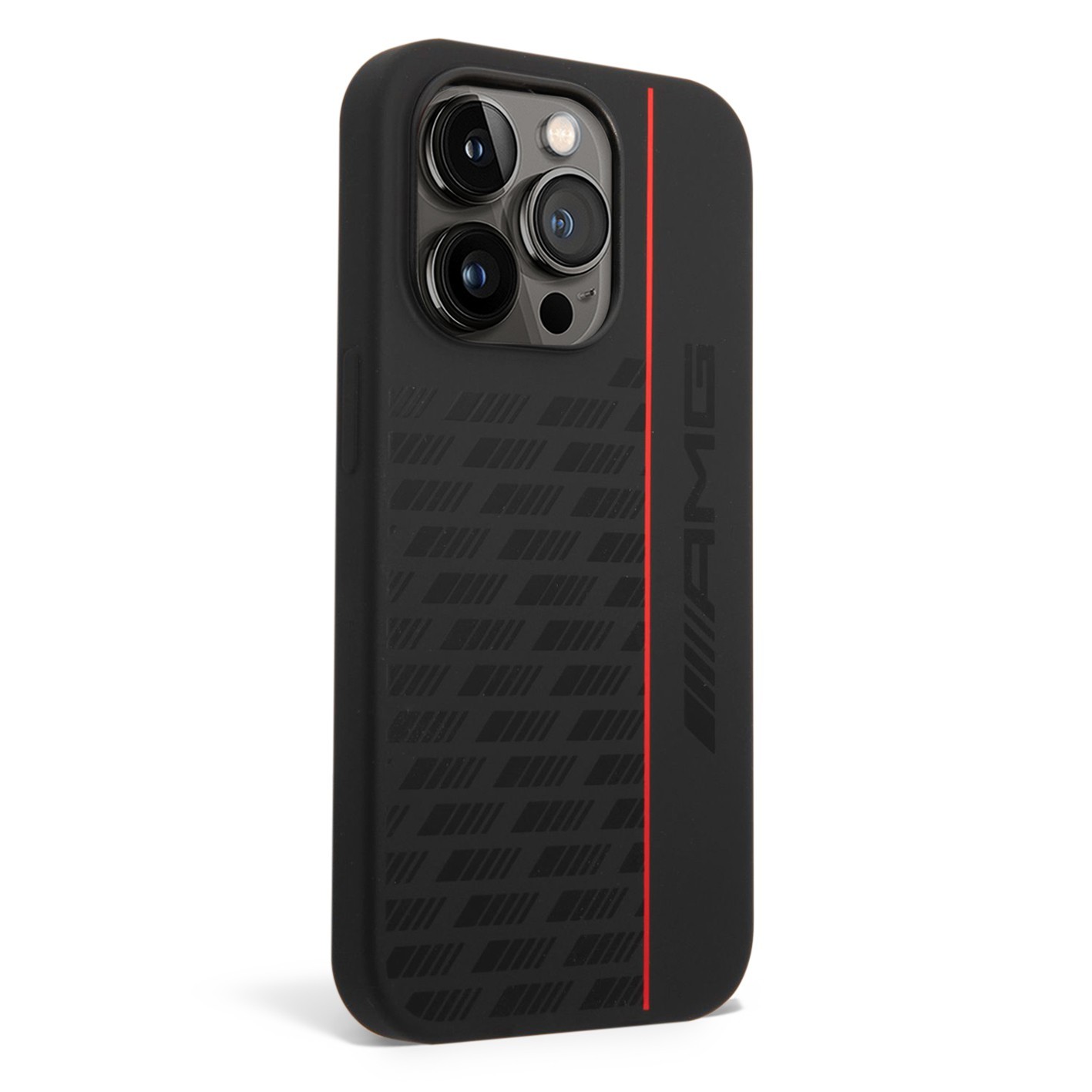 AMG Liquid Silicone Case with Carbon Pattern For iPhone 14 Pro (6.1") - Black