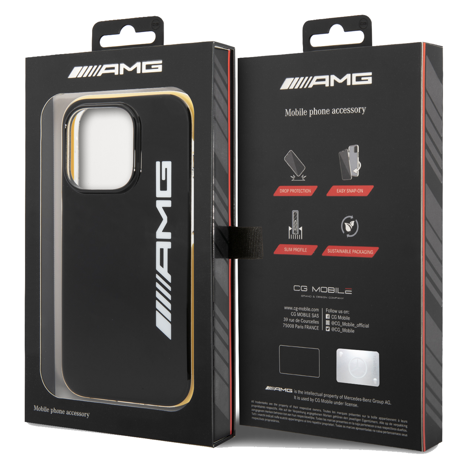 AMG PC/TPE Hard Case For iPhone 14 Pro - Black/Yellow