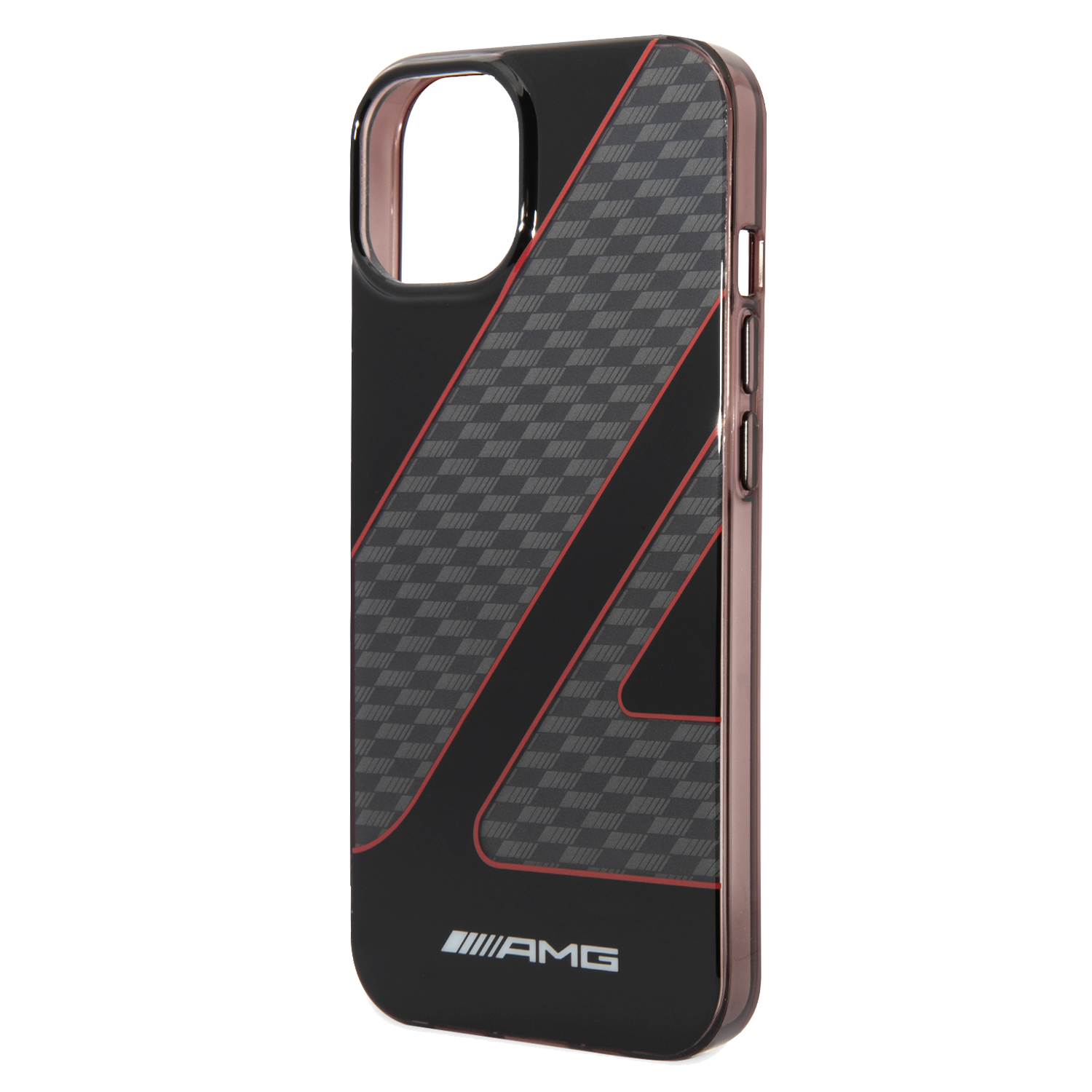 AMG Transparent Double Layer Case With Checkered Flag Pattern For iPhone 14 Plus