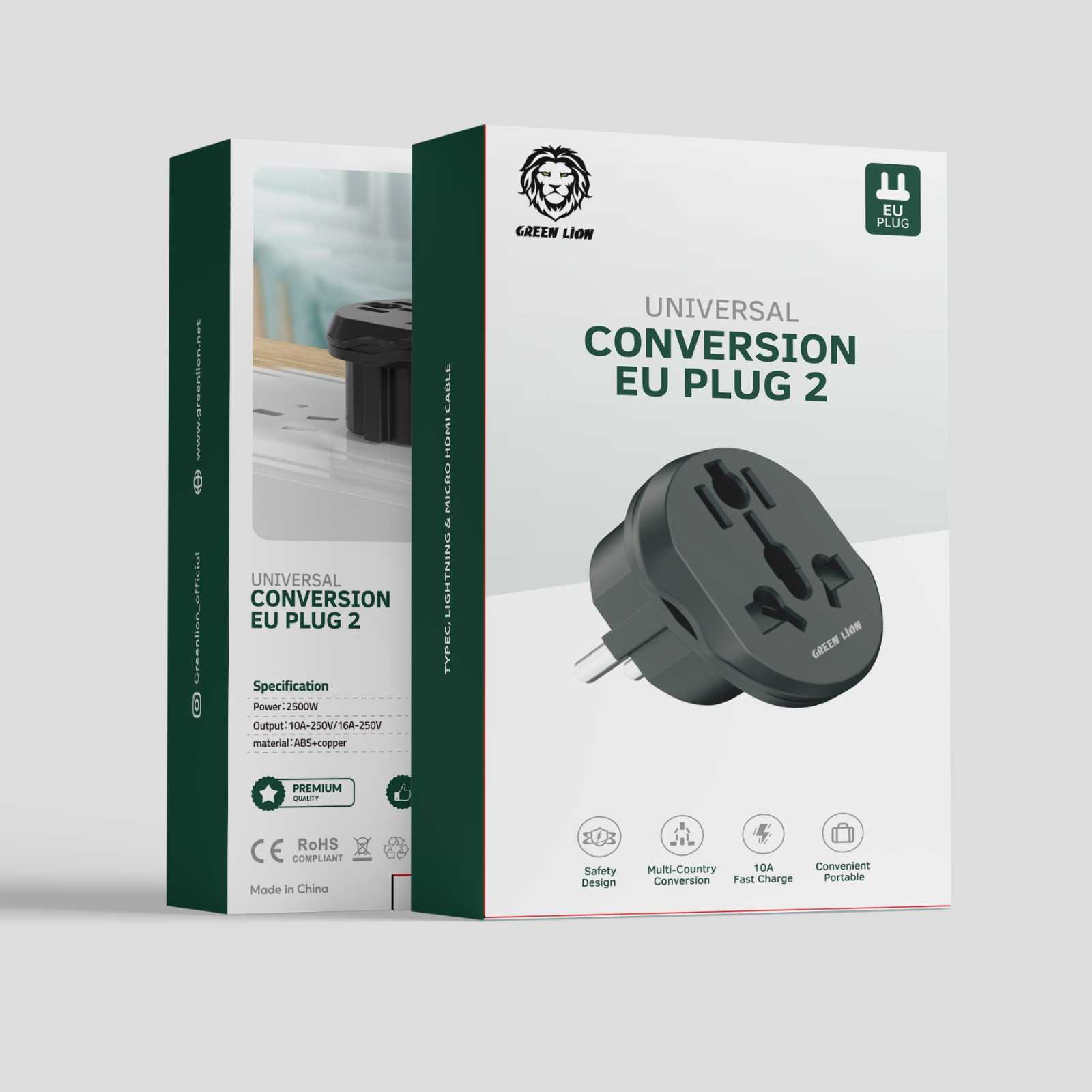 Green Lion Universal Convertion EU Plug 2 - Black