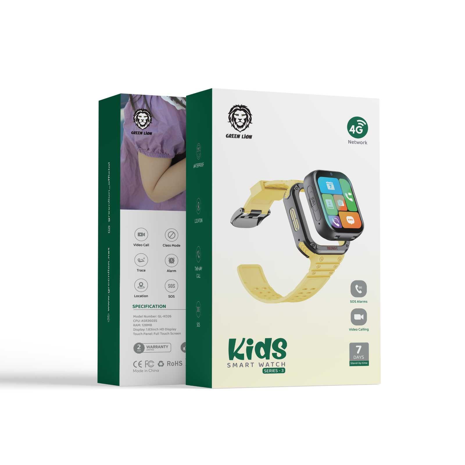  Green Lion 4G Kids Smart Watch Series 3 - Yellow