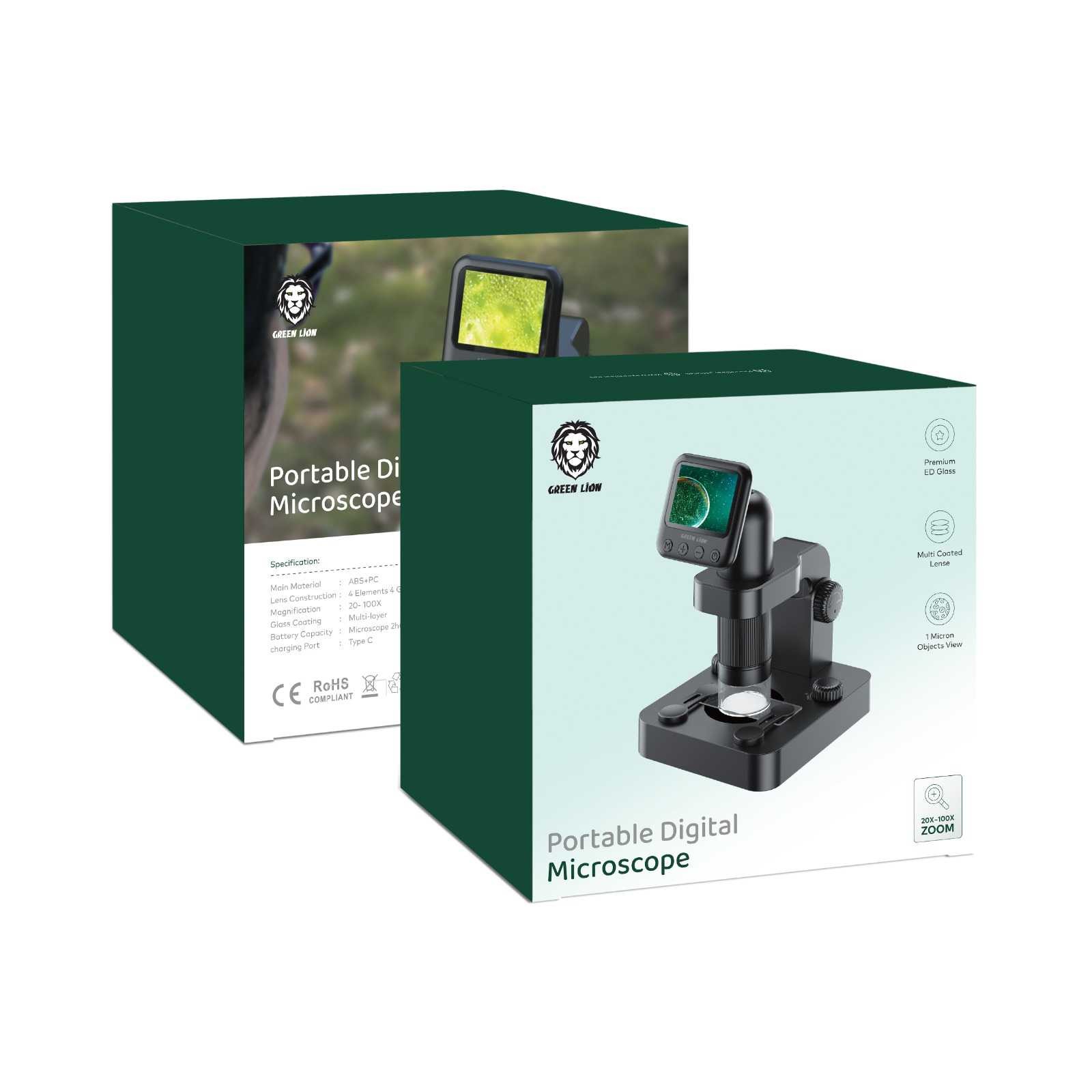 Green Lion Portable Digital Microscope 20X-100X Zoom - Black